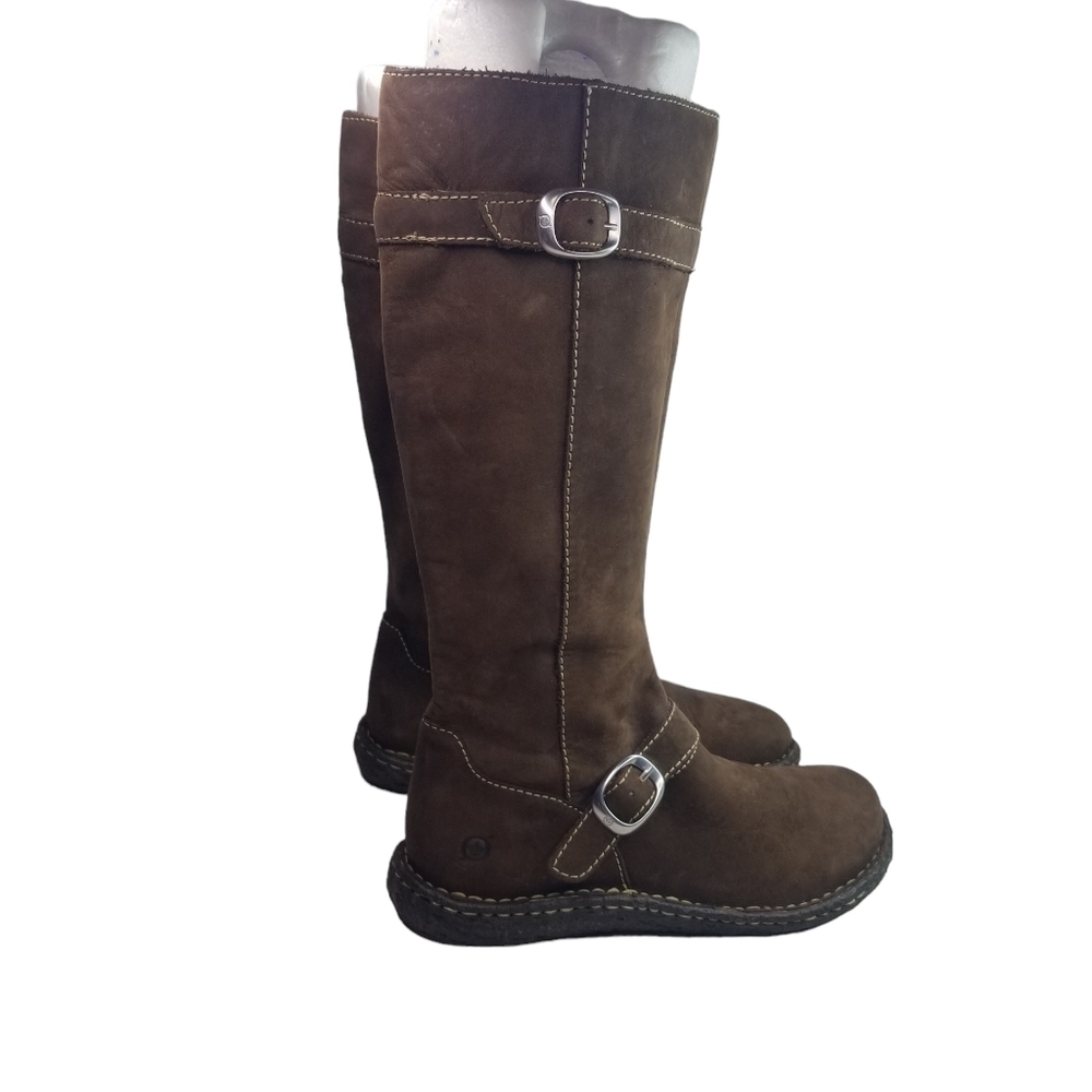 Born Kenya brown leather tree sole midi boots - Picture 2 of 12